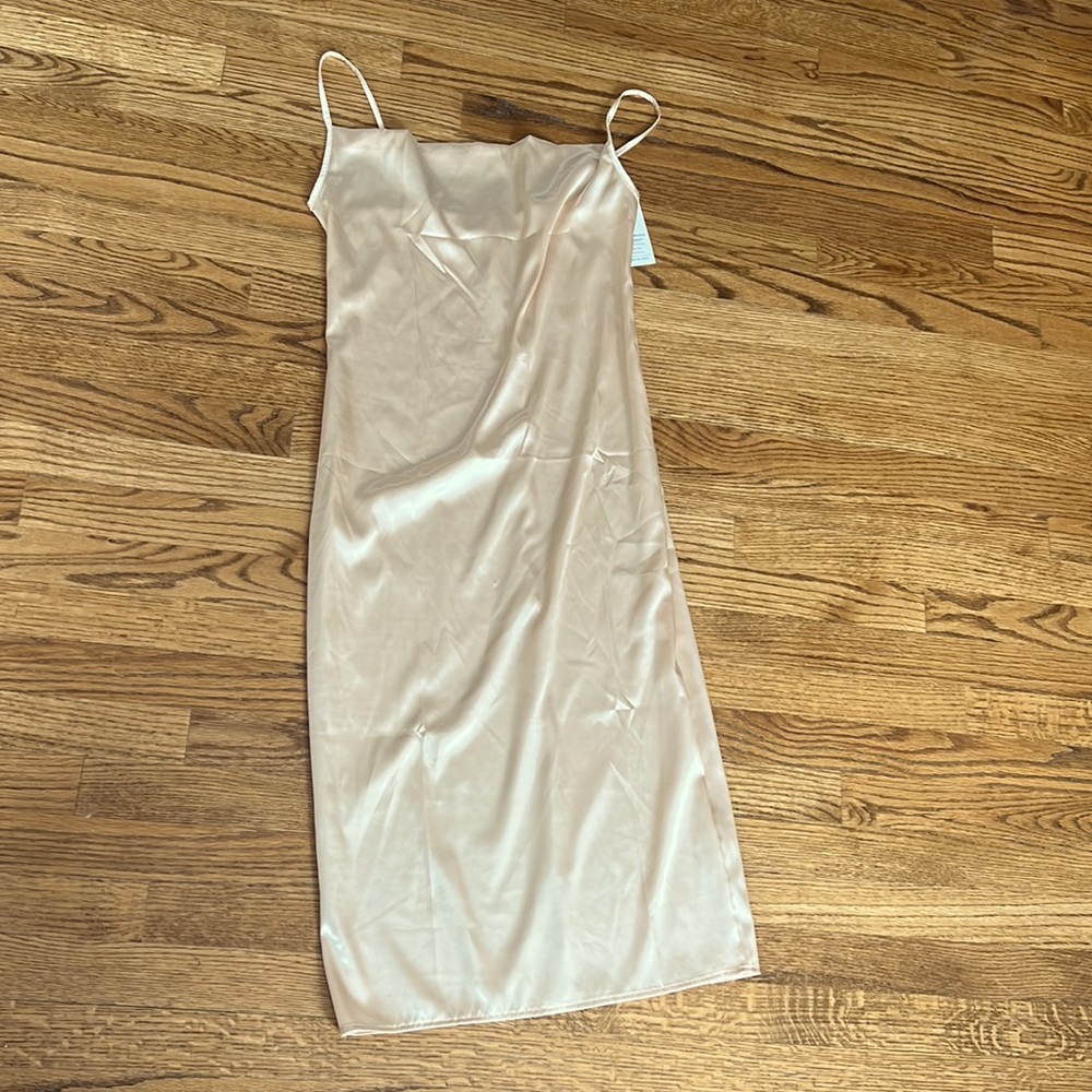 NWT satin cowl neck sheath slip dress